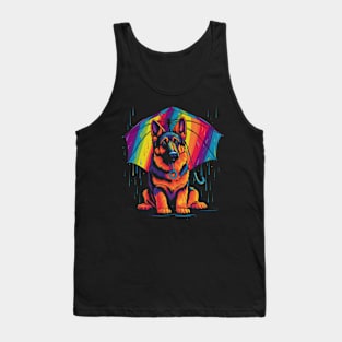 German Shepherd Rainy Day With Umbrella Tank Top